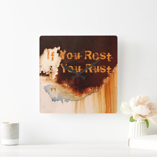Customisable Rust Art Cool Fun Unique  Square Wall Clock (Home)