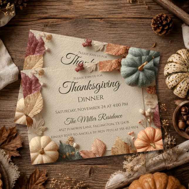 Customisable Rustic Fall Thanksgiving Invitation (Creator Uploaded)