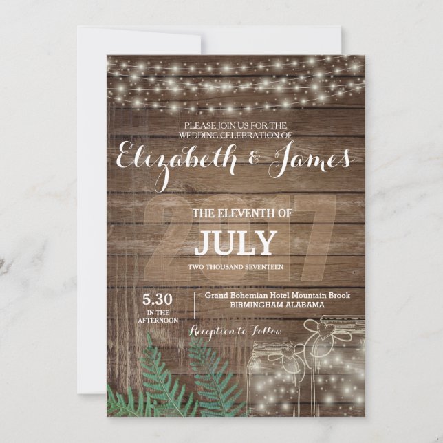 Customisable Rustic Wedding Invitations (Front)
