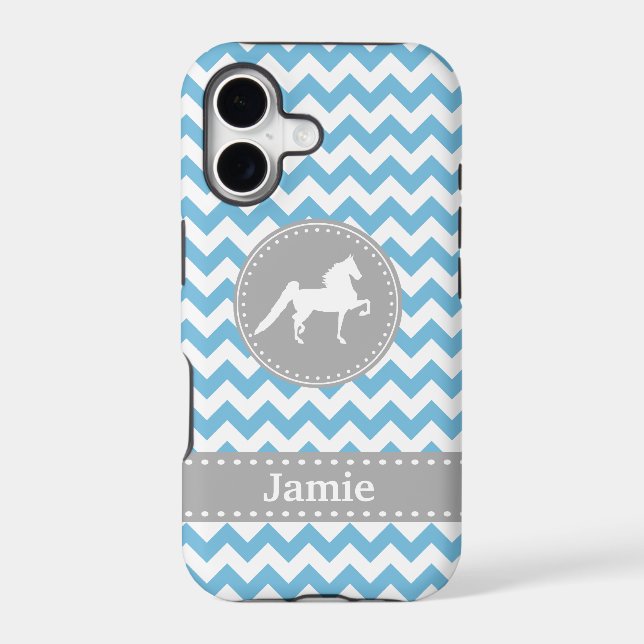 Customisable Saddlebred Blue Chevron iPhone 5 Case (Back)