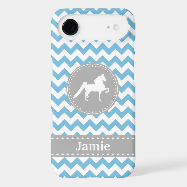 Customisable Saddlebred Blue Chevron iPhone 6 case (Back)