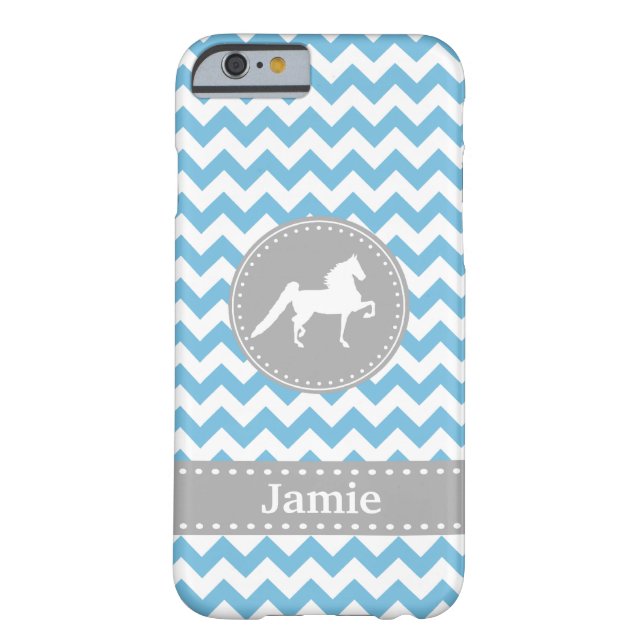 Customisable Saddlebred Blue Chevron iPhone 6 case (Back)