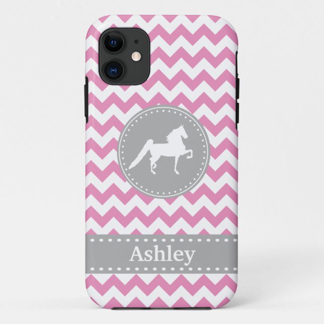 Customisable Saddlebred Pink Chevron iPhone 5 Case (Back)
