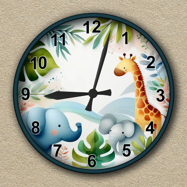 Customisable Safari Adventure for Kids Round Clock (Creator Uploaded)