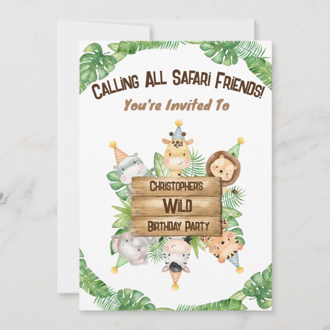 Customisable safari birthday invitation  (Front)