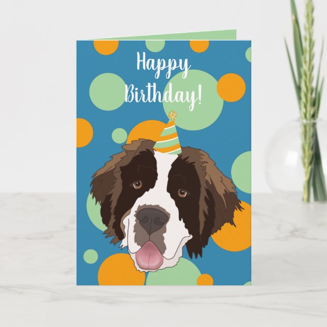 Customisable Saint Bernard Birthday  Card (Front)