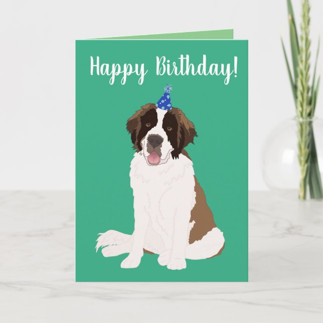 Customisable Saint Bernard Birthday  Card (Front)