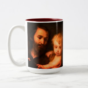 Customisable Saint Joseph with Christ Child Two-Tone Coffee Mug