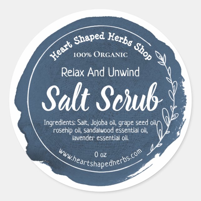 Customisable Salt Scrub Label Handmade Business (Front)