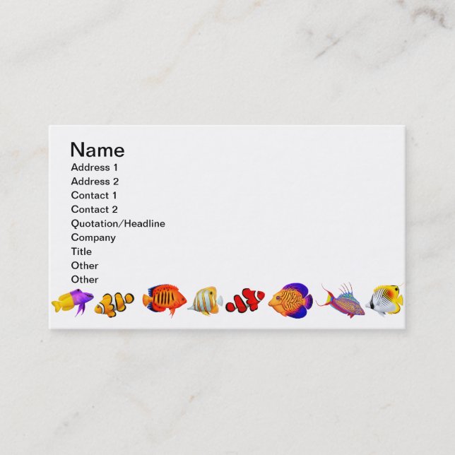 Customisable Saltwater Reef Aquarium Fish Business Business Card (Front)