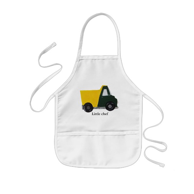 Customisable sand truck with text little chef kids apron (Front)