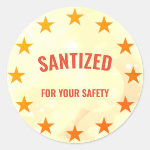 Customisable sanitised for your safety classic round sticker
