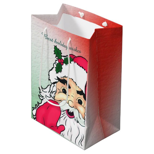 Customisable Santa claus Medium Gift Bag (Front Angled)