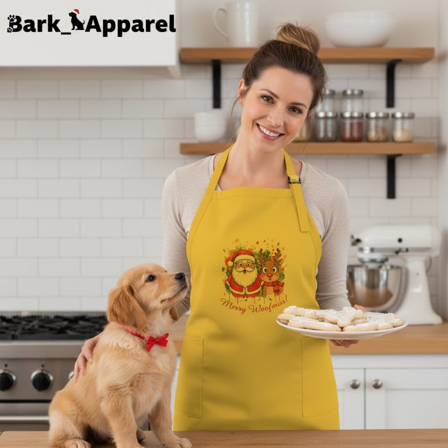 Customisable Santa & Reindeer Christmas  Long Apron (Creator Uploaded)