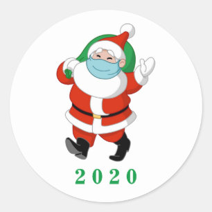 Customisable Santa wearing medical mask Classic Round Sticker