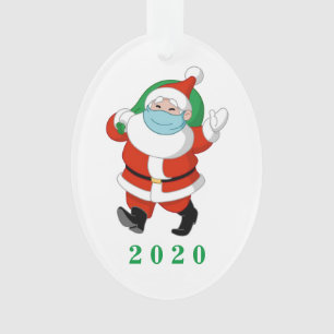 Customisable Santa wearing medical mask Ornament