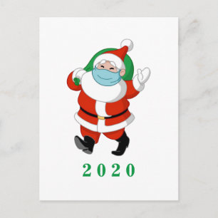 Customisable Santa wearing medical mask Postcard