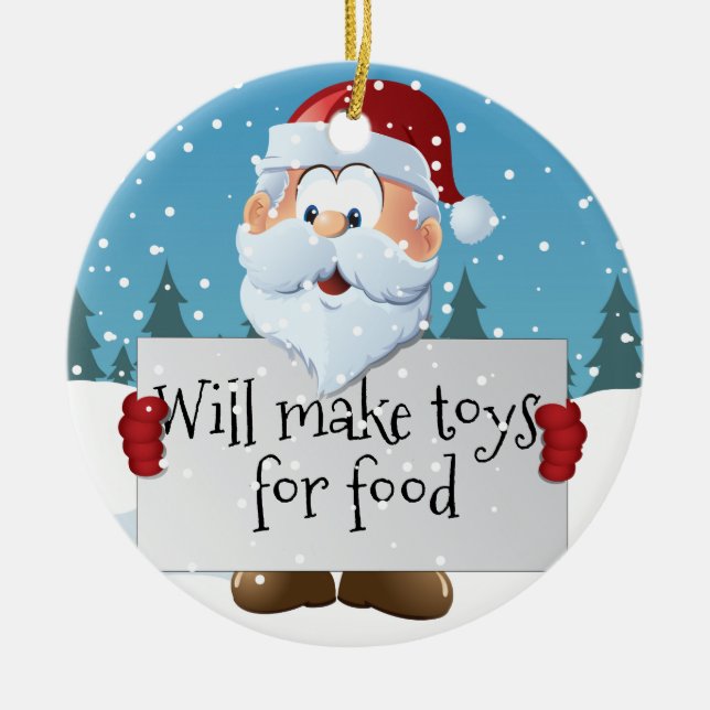 Customisable Santa's Help Sign Ceramic Tree Decoration (Front)