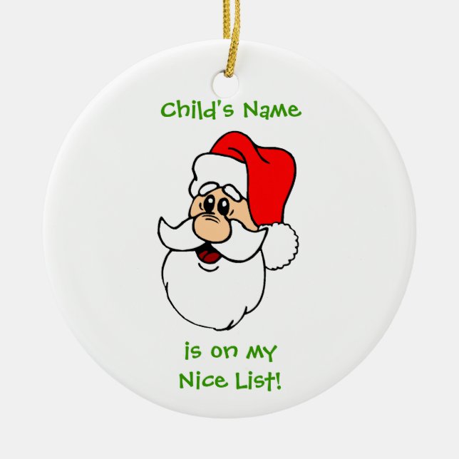 Customisable Santa's Nice List Ornament (Front)