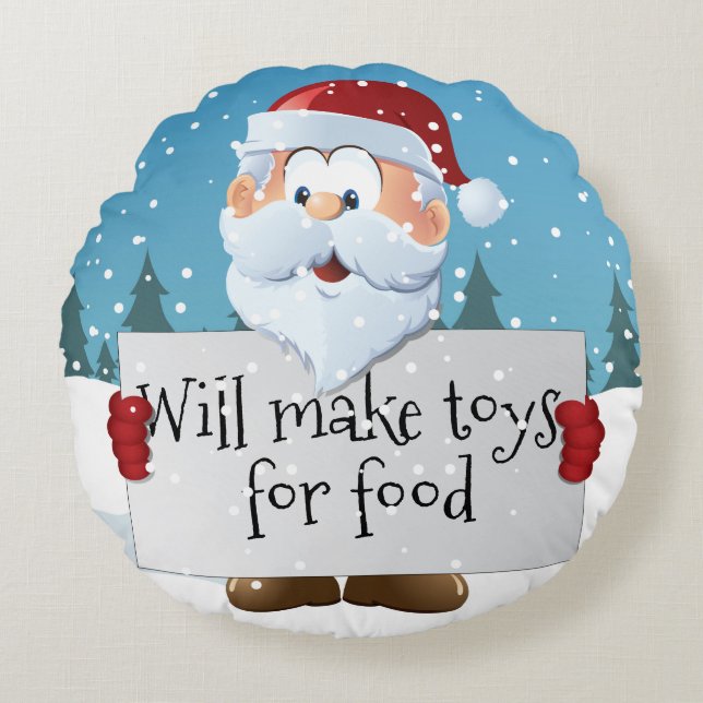 Customisable Santa's  Sign Round Cushion (Front)
