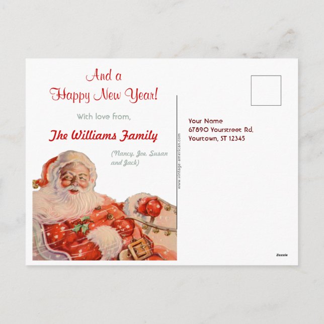Customisable Santas Sleigh Ride Christmas Postcard (Back)