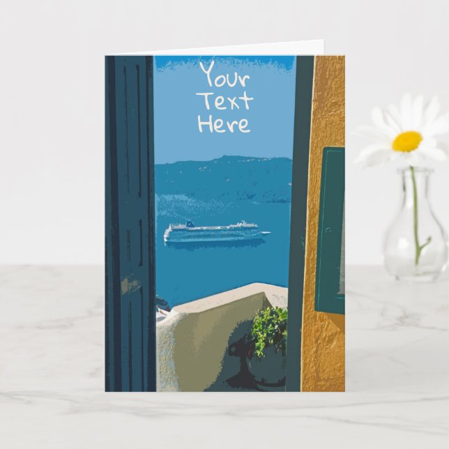 Customisable Santorini, Greece cruise ship Card (Small Plant)