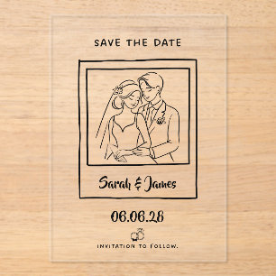 Customisable Save the Date  Bride groom CLear Acrylic Invitations
