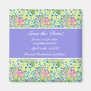 Customisable Save the Date Fridge Magnet Primroses