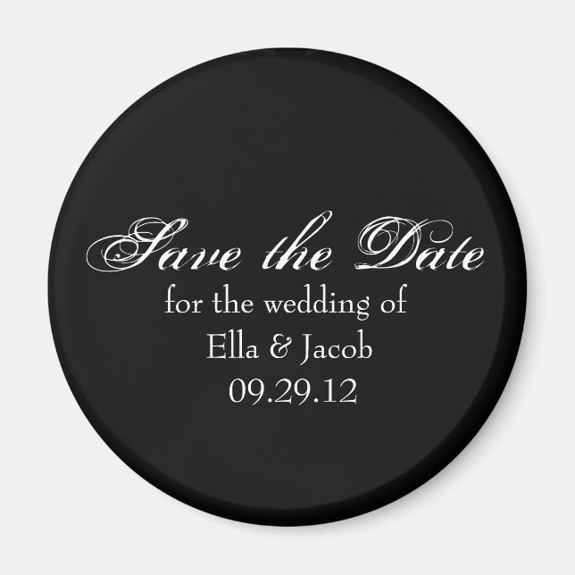 Customisable Save the Date Magnet Black (Front)