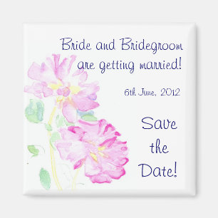 Customisable 'Save the Date' Magnet, Pink Roses Magnet