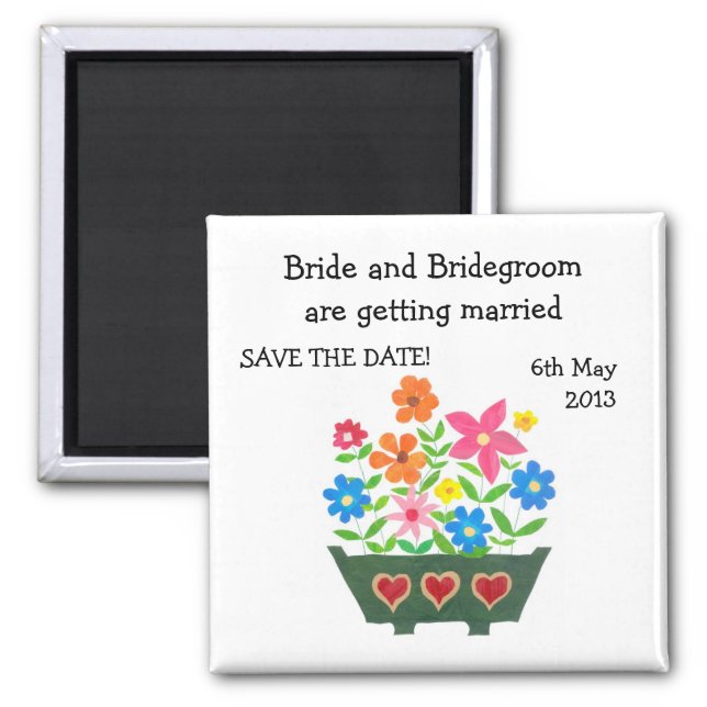 Customisable Save the Date Magnet, Window Box Magnet (Front)