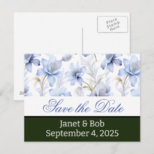 Customisable save the date postcard blue