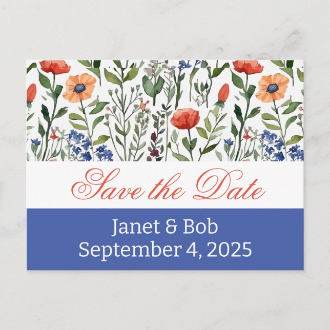 Customisable save the date postcard pinks (Front)