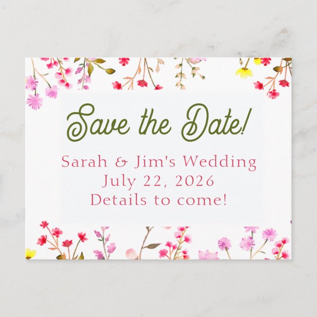 customisable save the date postcards (Front)