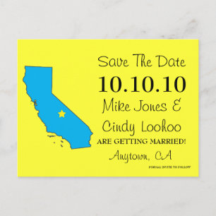 Customisable Save the Date State - CALIFORNIA Announcement Postcard