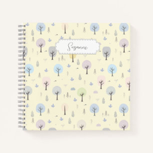 Customisable Scandinavian Forest Seamless Pattern Notebook