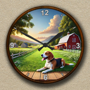 Customisable Scenic Farmhouse and Beagle Clock
