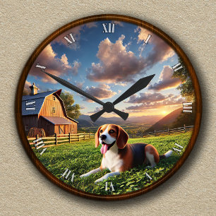Customisable Scenic Farmhouse and Beagle Clock