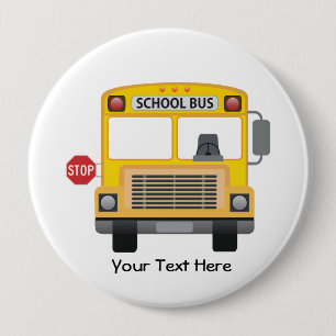 Customisable School Bus 10 Cm Round Badge