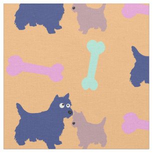 Customisable Scottish Terrier and Puppy Fabric
