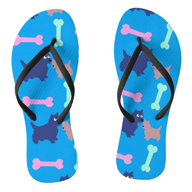 Customisable Scottish Terrier Puppy Choose Colour  Flip Flops (Footbed)