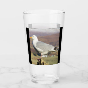 Customisable Seagull on Fence Post Glass