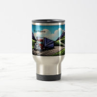 Customisable semi truck driver travel mug