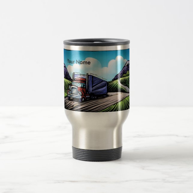 Customisable semi truck driver travel mug (Center)