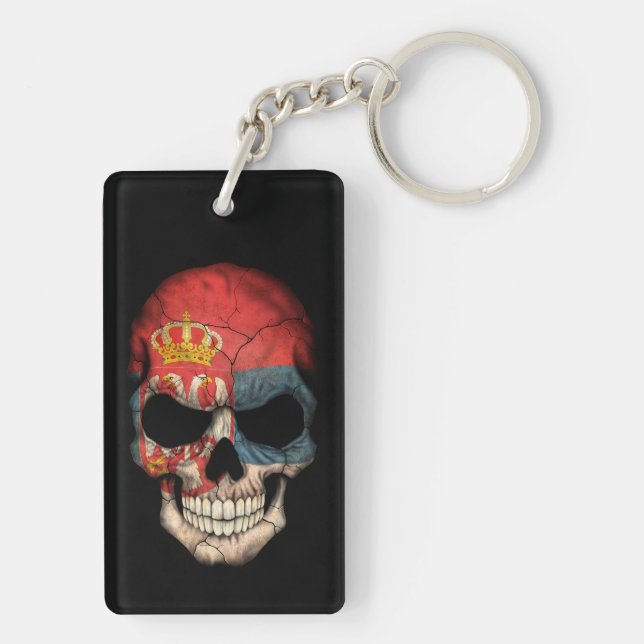 Customisable Serbian Flag Skull Key Ring (Back)