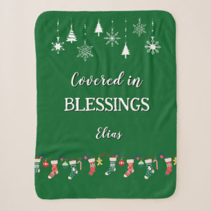 Customisable Sherpa Blanket Green Christmas Gift