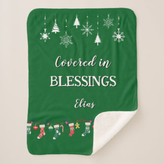 Customisable Sherpa Blanket Green Christmas Gift