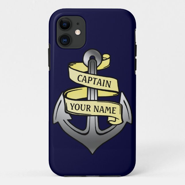 Customisable Ship Captain Your Name Anchor Case-Mate iPhone Case (Back)