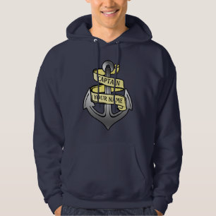 Customisable Ship Captain Your Name Anchor Hoodie