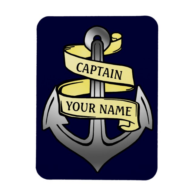 Customisable Ship Captain Your Name Anchor Magnet (Vertical)